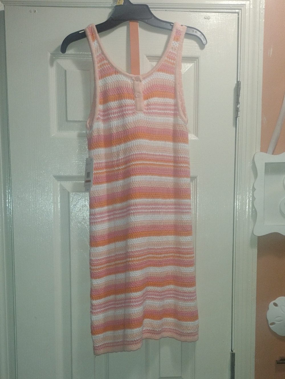Jessica Simpson Girls Sleeveless Striped Knit Midi Dress - Pink & Orange & White